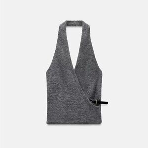Zara Gray Halter Top with Black Buckle